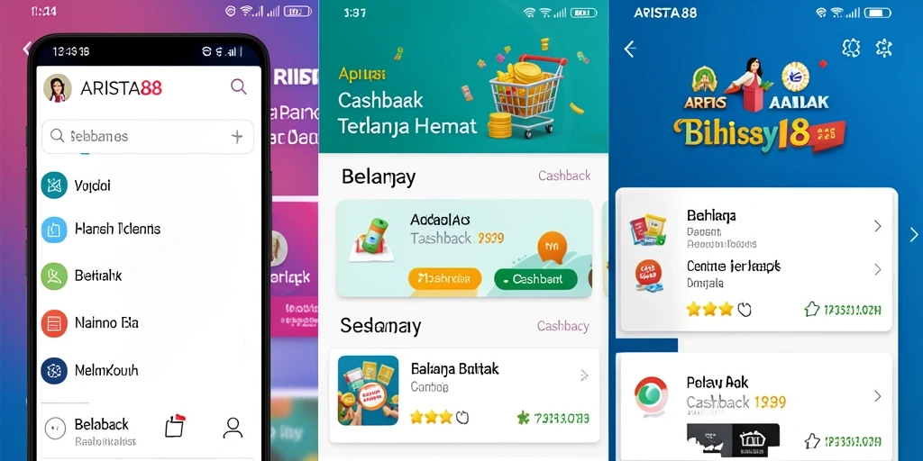 Tampilan antarmuka aplikasi ARISTA88 dengan fungsi cashback yang mudah digunakan.