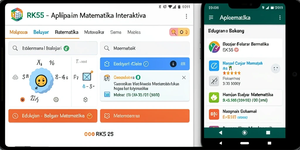 Antarmuka pengguna aplikasi Belajar Matematika RK55 yang intuitif.