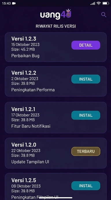 Riwayat Versi uang4d untuk Pengguna Android